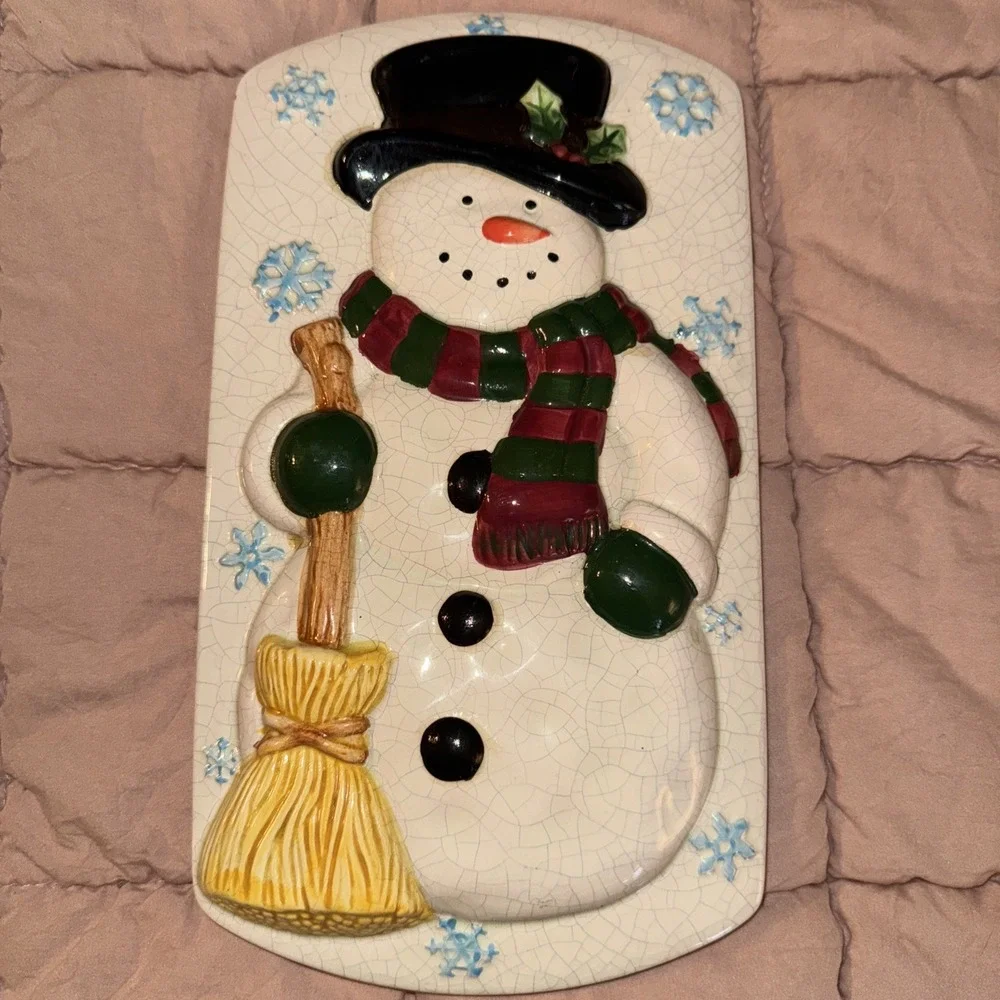 Christmas Snowman Debco Snow Man Loaf Pan Lid That Doubles As A Wall Hanging